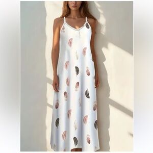 Feather Print Maxi Dress ladies medium
